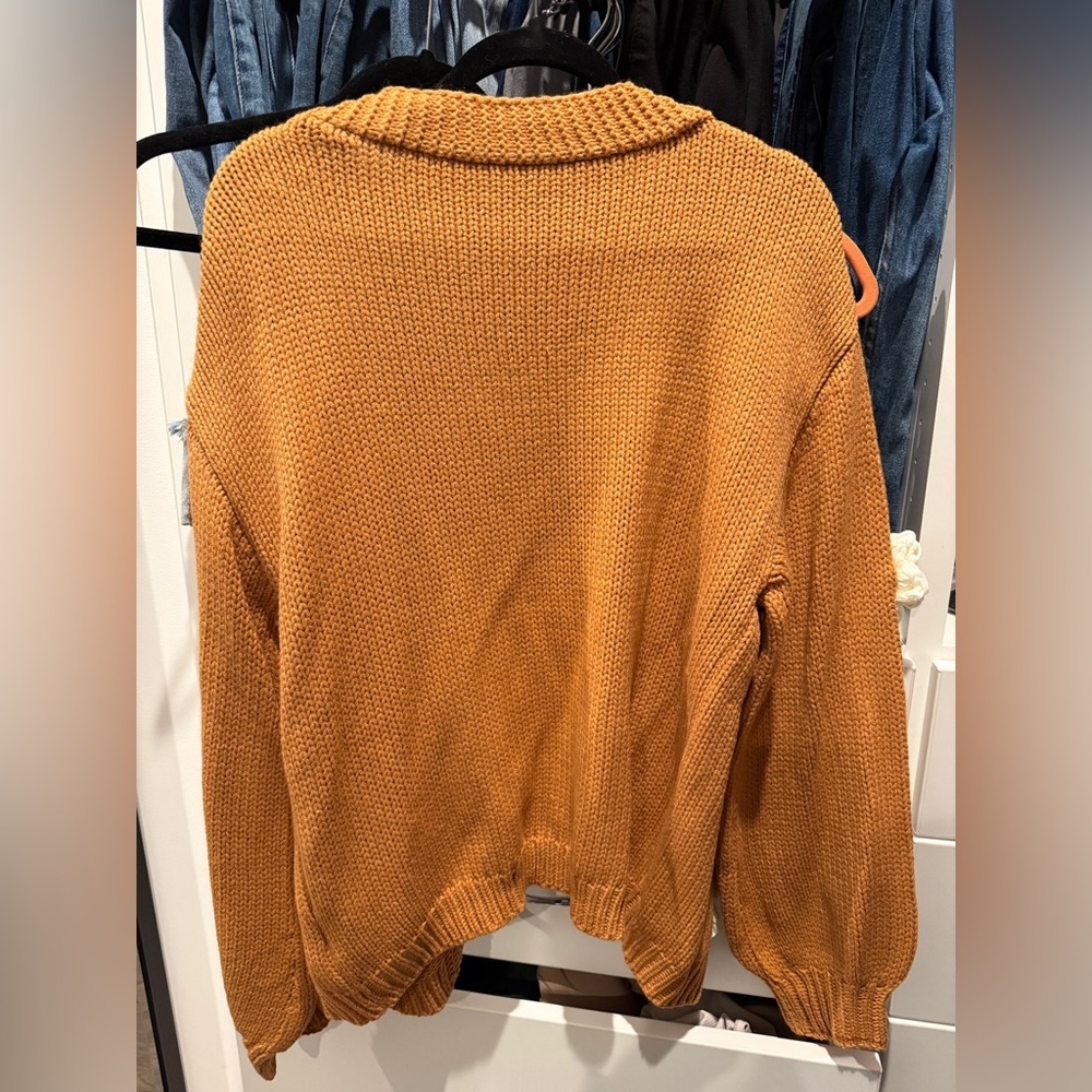 Goodnight Macaroon Camel Colored Cardigan with Floral Accents - Picture 4 of 4